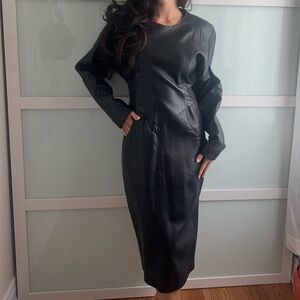 Vintage black authentic leather dress